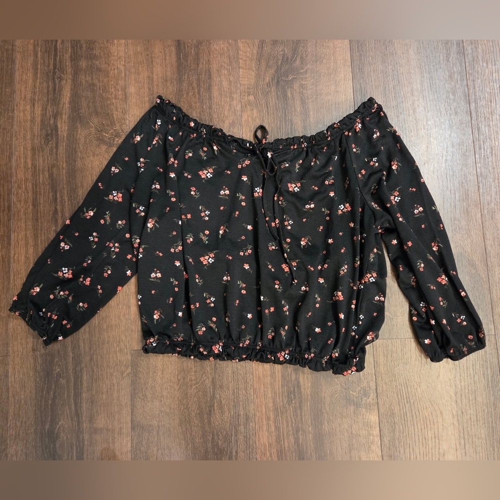 Floral Black Off-Shoulder Top